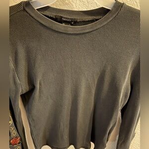 Forever 21 Charcoal Ribbed Knit Top
